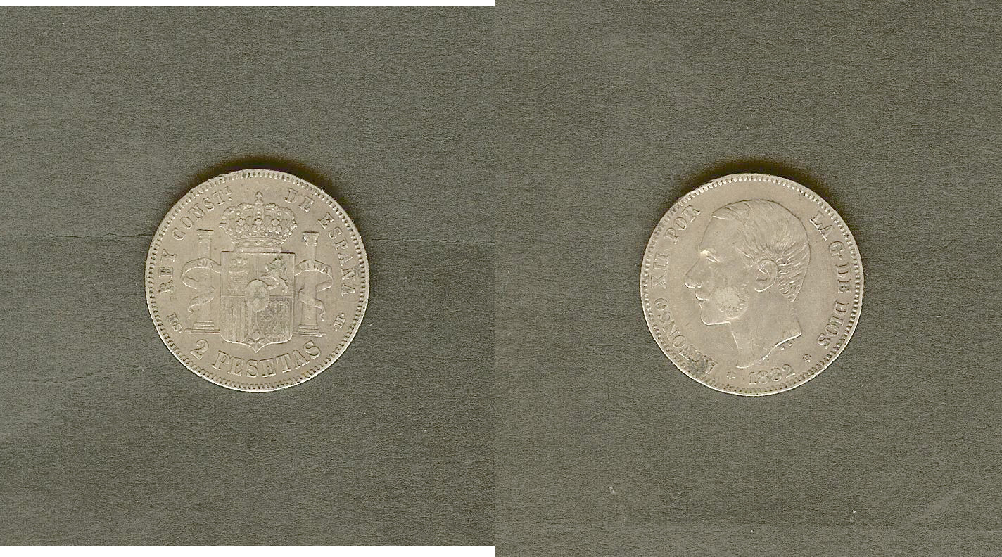 Spain 2 pesetas 1882M gVF